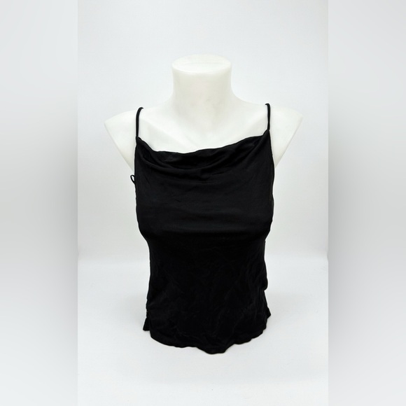 Anthropologie Tops - Anthropologie Black Cowl Neck Camisole with Spaghetti Straps